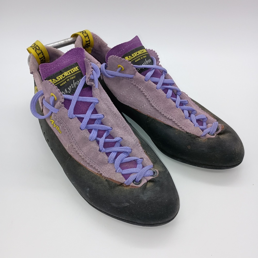 La Sportiva Mythos Climbing Shoes Purple Suede Made in Italy EU 43.5 US M10.5